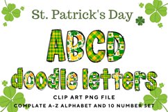St Patrick&#039;s day Doodle Alphabet Shamrock Letters Hand Drawn Product Image 1