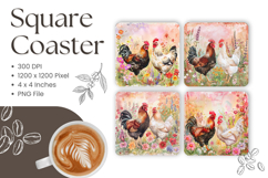 Chicken Square Coasters Accessories Cock Chicken Keychain Product Image 1