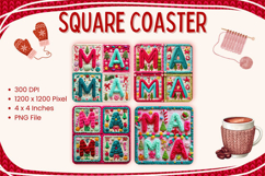 Mama Knit Square Coasters Crochet Accessories Mom Keychain_1 Product Image 1