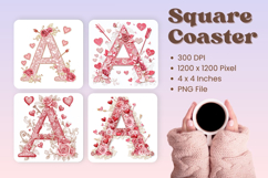 Letters Valentine Square Coasters Love Heart Accessories_A Product Image 1