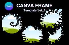 Watercolor Splash Canva Frame Template Bleach Effect Frame1 Product Image 1