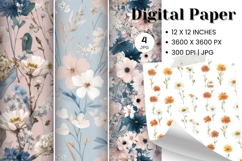 Flower Pattern Background Wallpaper Digital Paper_10 Product Image 1