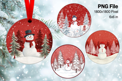 Snowman Christmas Ornament Round Circle Tree Decorate PNG104 Product Image 1
