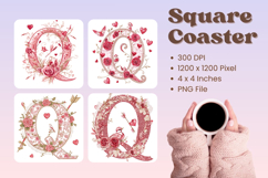 Letters Valentine Square Coasters Love Heart Accessories_Q Product Image 1