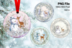Snowman Christmas Ornament Round Circle Tree Decorate PNG116 Product Image 1