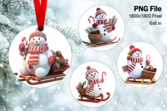 Snowman Christmas Ornament Round Circle Tree Decorate PNG117 Product Image 1
