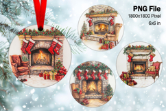 Christmas Fireplace Ornament Circle Winter House Decorate119 Product Image 1