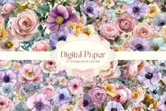 Flower Pattern Background Wallpaper Digital Paper_119 Product Image 1