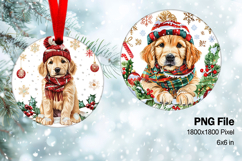 Christmas Ornament Round Circle Santa Dog Decorate Design Product Image 1