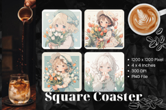 Cute Girl Square Coasters Accessories Cute Girl keychains_12 Product Image 1
