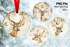 Christmas Deer Ornament Circle Deer Flower Decorate_121 Product Image 1