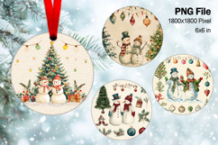 Snowman Christmas Ornament Round Circle Tree Decorate PNG123 Product Image 1