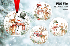 Snowman Christmas Ornament Round Circle Tree Decorate PNG126 Product Image 1