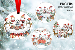 Snowman Christmas Ornament Round Circle Tree Decorate PNG129 Product Image 1
