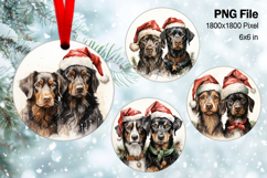 Christmas Ornament Round Circle Santa Dog Decorate Design Product Image 1