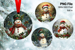 Snowman Christmas Ornament Round Circle Tree Decorate PNG131 Product Image 1