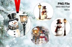 Snowman Christmas Ornament Round Circle Tree Decorate PNG142 Product Image 1
