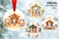 Nativity Scene Christmas Ornament Round Circle Jesus Baby148 Product Image 1