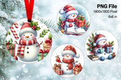 Snowman Christmas Ornament Round Circle Tree Decorate PNG151 Product Image 1