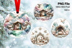 Nativity Scene Christmas Ornament Round Circle Jesus Baby158 Product Image 1