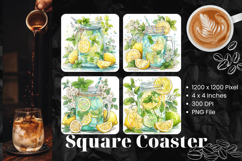 Lemon Square Coasters Fruit Keychain Kitchen Decorate Product Image 1