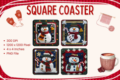 Christmas Knit Square Coasters Crochet Accessories Keychain Product Image 1