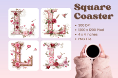 Letters Valentine Square Coasters Love Heart Accessories_L Product Image 1