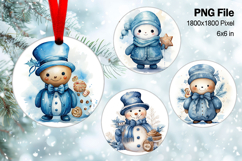 Snowman Christmas Ornament Round Circle Tree Decorate PNG17 Product Image 1