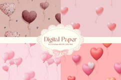 Heart Pattern Background Wallpaper Valentines Digital Paper Product Image 1