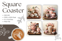 Flower Square Coasters Floral Keychain Accessories_17 Product Image 1
