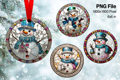 Snowman Christmas Ornament Round Circle Tree Decorate PNG18 Product Image 1