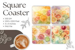 Orange Square Coasters Fruit Keychain Kitchen Decorate Product Image 1