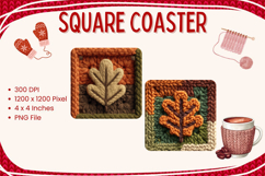 Fall Autumn Square Coasters Knit Crochet Keychain Product Image 1
