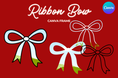 Coquette Bow Canva Frame Hand-Drawn Ribbon Mom life Design Product Image 1