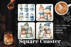 Snowman Square Coasters Christmas Accessories Keychain Product Image 1