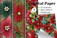 Christmas Flower Pattern Background Wallpaper Digital Paper Product Image 1