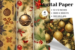 Christmas Ornament Pattern Background Digital Paper_2 Product Image 1