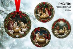 Nativity Scene Christmas Ornament Round Circle Jesus Baby_2 Product Image 1