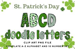 St Patrick&#039;s day Doodle Alphabet Shamrock Letters Hand Drawn Product Image 1