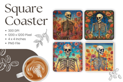 Halloween Square Coasters Accessories Ghost Keychain_2 Product Image 1