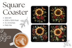 Sunflower Square Coasters Accessories Keychain Sublimation_2 Product Image 1