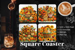 Sunflower Square Coasters Accessories Pumpkin Fall Autumn_2 Product Image 1