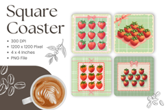 Strawberry Square Coasters Fruit Keychain Kitchen Decorate Product Image 1