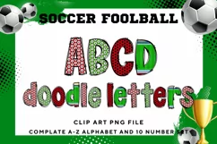 Soccer Football Doodle Alphabet Sport Letters Hand Drawn Product Image 1