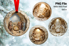 Nativity Scene Christmas Ornament Round Circle Jesus Baby_22 Product Image 1