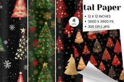 Christmas Tree Pattern Digital Paper Background Seamless_22 Product Image 1