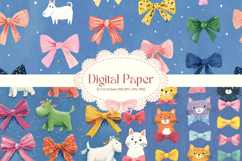 Bow Ribbon Background Bow Digital Paper Pattern Wallpaper_22 Product Image 1