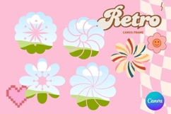 Retro Flower Canva Frame Vintage Photo Frame Drag Drop_23 Product Image 1