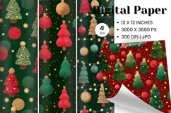 Christmas Tree Pattern Digital Paper Background Seamless_23 Product Image 1