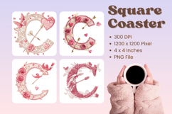 Letters Valentine Square Coasters Love Heart Accessories_C Product Image 1
